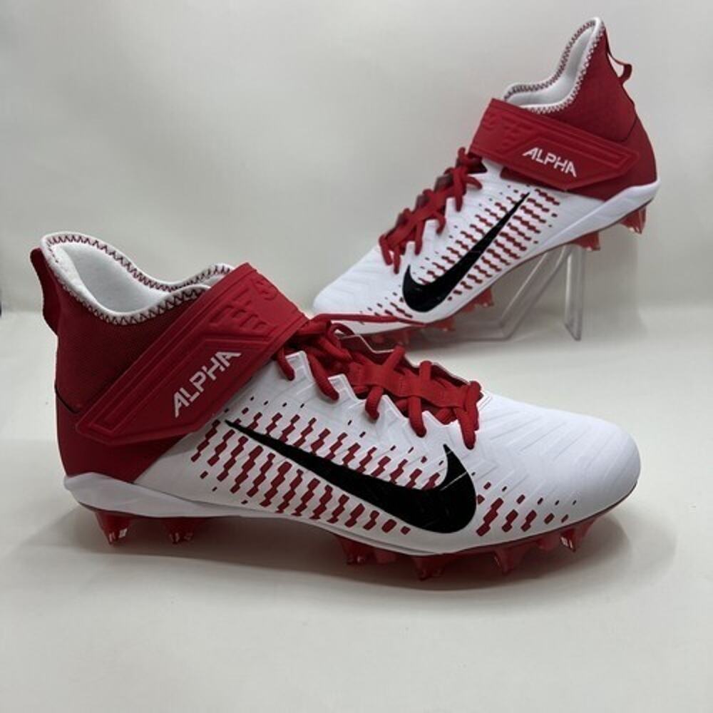 Size 15 Men's Nike Alpha Menace Pro 2 Football Cleats Red White - BV3945-105